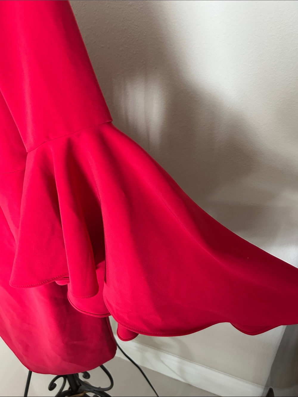 Boston Proper Red Off-Shoulder Dress with Tiered Bell Sleeves - Picture 5 of 5